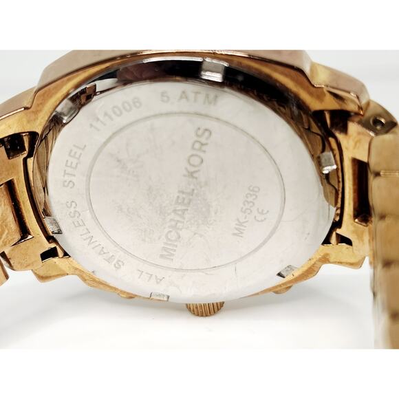 Michael Kors Rose Gold MOP Dial Crystal Chronograph Watch MK5336 New Battery main image 3